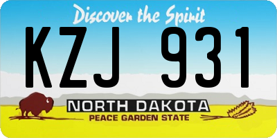 ND license plate KZJ931