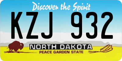 ND license plate KZJ932