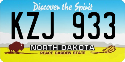 ND license plate KZJ933