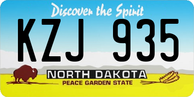 ND license plate KZJ935