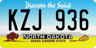 ND license plate KZJ936