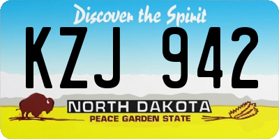 ND license plate KZJ942