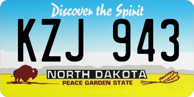 ND license plate KZJ943
