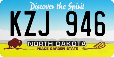 ND license plate KZJ946