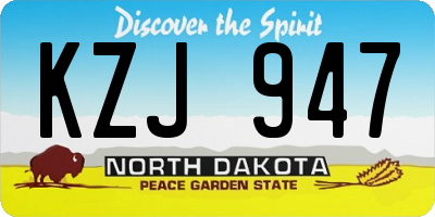 ND license plate KZJ947