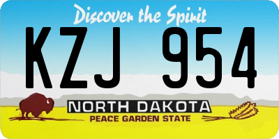 ND license plate KZJ954