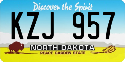 ND license plate KZJ957