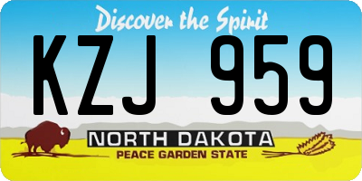 ND license plate KZJ959