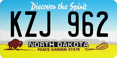 ND license plate KZJ962