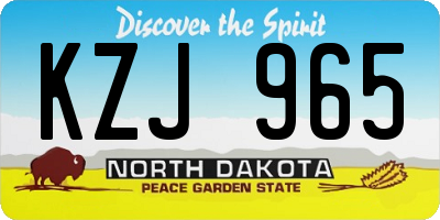 ND license plate KZJ965