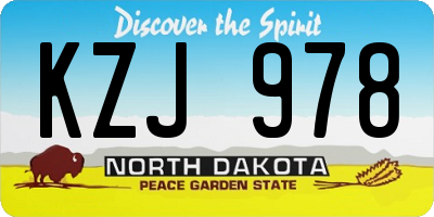 ND license plate KZJ978