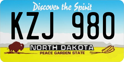 ND license plate KZJ980