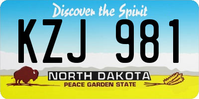 ND license plate KZJ981