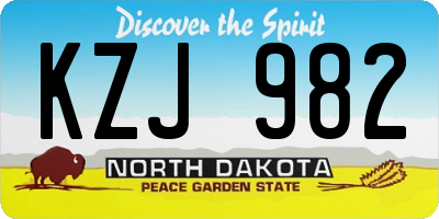 ND license plate KZJ982