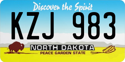ND license plate KZJ983