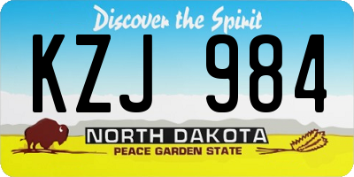 ND license plate KZJ984