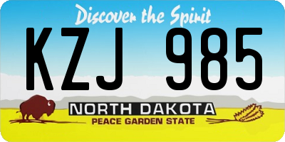 ND license plate KZJ985