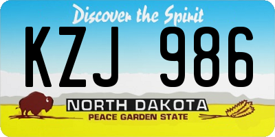 ND license plate KZJ986
