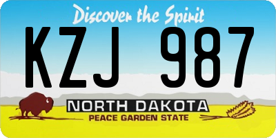 ND license plate KZJ987