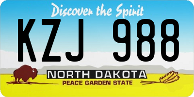 ND license plate KZJ988