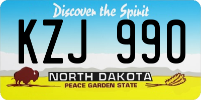 ND license plate KZJ990