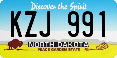 ND license plate KZJ991