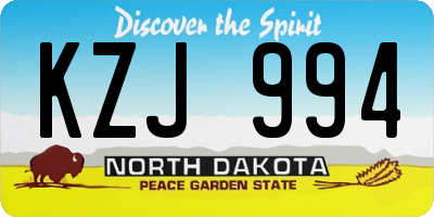 ND license plate KZJ994