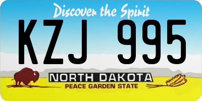 ND license plate KZJ995
