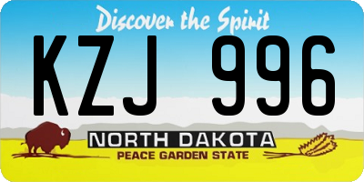ND license plate KZJ996