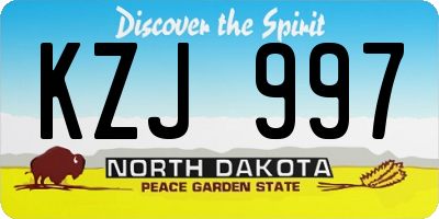 ND license plate KZJ997