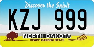 ND license plate KZJ999