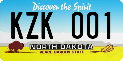 ND license plate KZK001