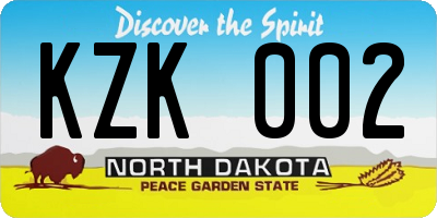 ND license plate KZK002