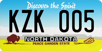 ND license plate KZK005