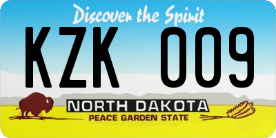 ND license plate KZK009