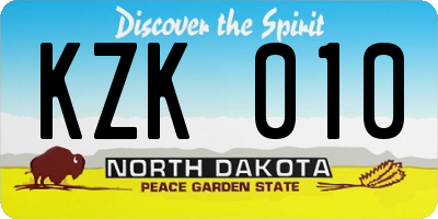 ND license plate KZK010