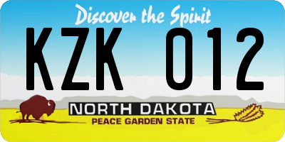 ND license plate KZK012