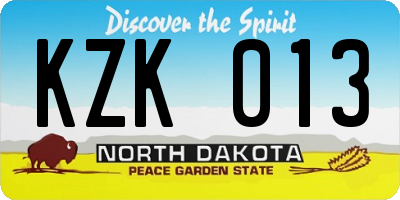 ND license plate KZK013
