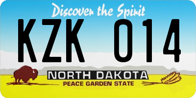 ND license plate KZK014