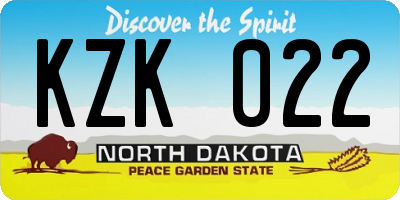 ND license plate KZK022