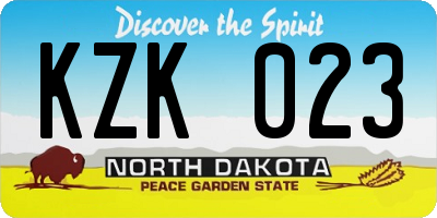 ND license plate KZK023