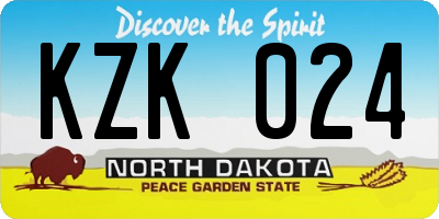 ND license plate KZK024