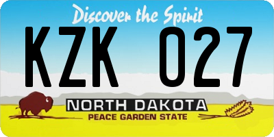 ND license plate KZK027