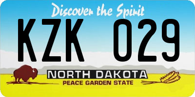 ND license plate KZK029