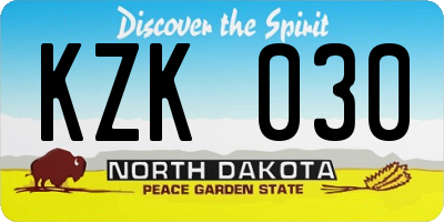 ND license plate KZK030