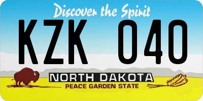 ND license plate KZK040