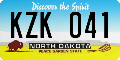 ND license plate KZK041