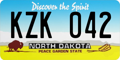 ND license plate KZK042