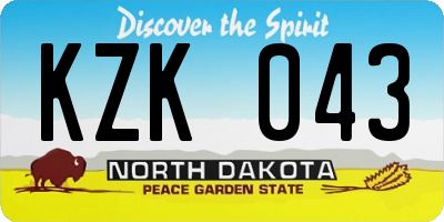 ND license plate KZK043
