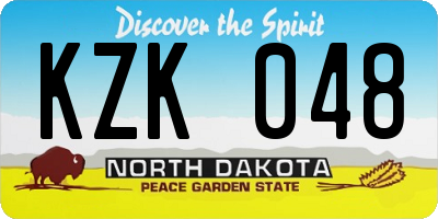 ND license plate KZK048